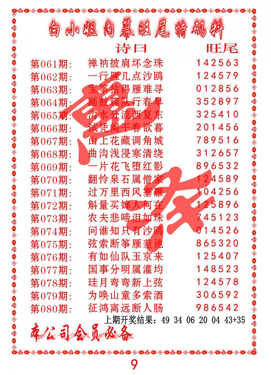 080期内幕旺尾特码料[图]